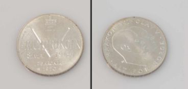 25 Kronen Norwegen 1970, Tag der Befreiung, Silber, stgl.