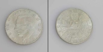 25 Schilling Österreich 1969, Rosegger, Silber, uncirk.