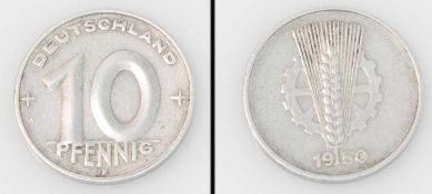 10 Pfennige DDR 1950 E, ss-vzgl.