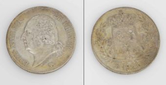 5 France Frankreich 1823 A (Paris), Louis XVIII., Silber, vzgl., G. 24,9g