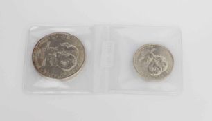 100 u. 500 Pesos Bolivien 1975, 500 Jahre Unabhängigkeit, Silber, stgl.