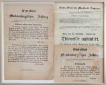 Lot Extrablätter 3 Extrablätter der Mecklenburgischen Zeitung von 1870, betreff des Deutsch/