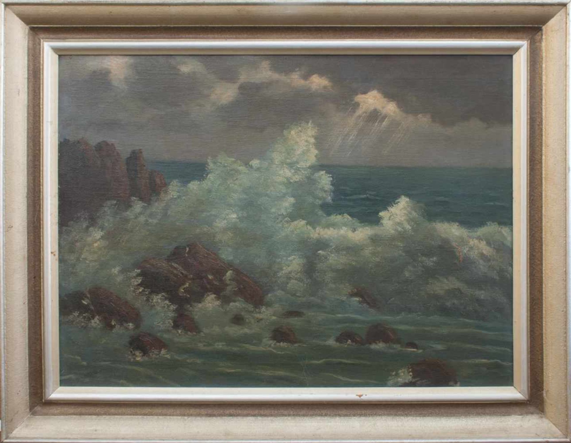 Unbekannt (Marinemaler der 1. Hälfte d. 20. Jh.) Brandung an felsiger Küste Öl/ Leinwand, 60 x 80