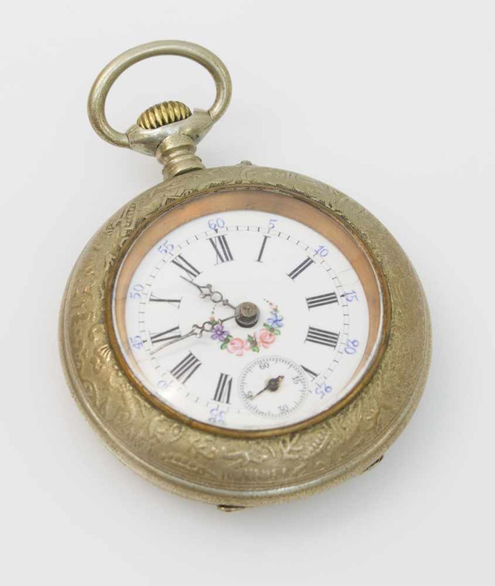 Taschenuhr Ende 19. Jh., geprägtes Silbergehäuse mit altägyptischen Motiven, Schweizer Werk,