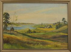 J. Johansen (dänischer Landschaftsmaler des 20. Jh.) Seenlandschaft Öl/ Leinwand, 68 x 97 cm,