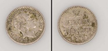 1/ 12 Taler Mecklenburg 1848, Friedrich Franz II., Silber, ss-vzgl.