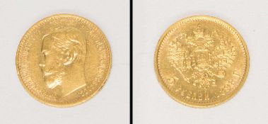 5 Rubel Rußland 1898, Nikolaus II., Gold