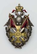 Regimentsabzeichen Russisches Zarenreich, emailliert u. z.T. vergoldet, Gegenscheibe nicht Original