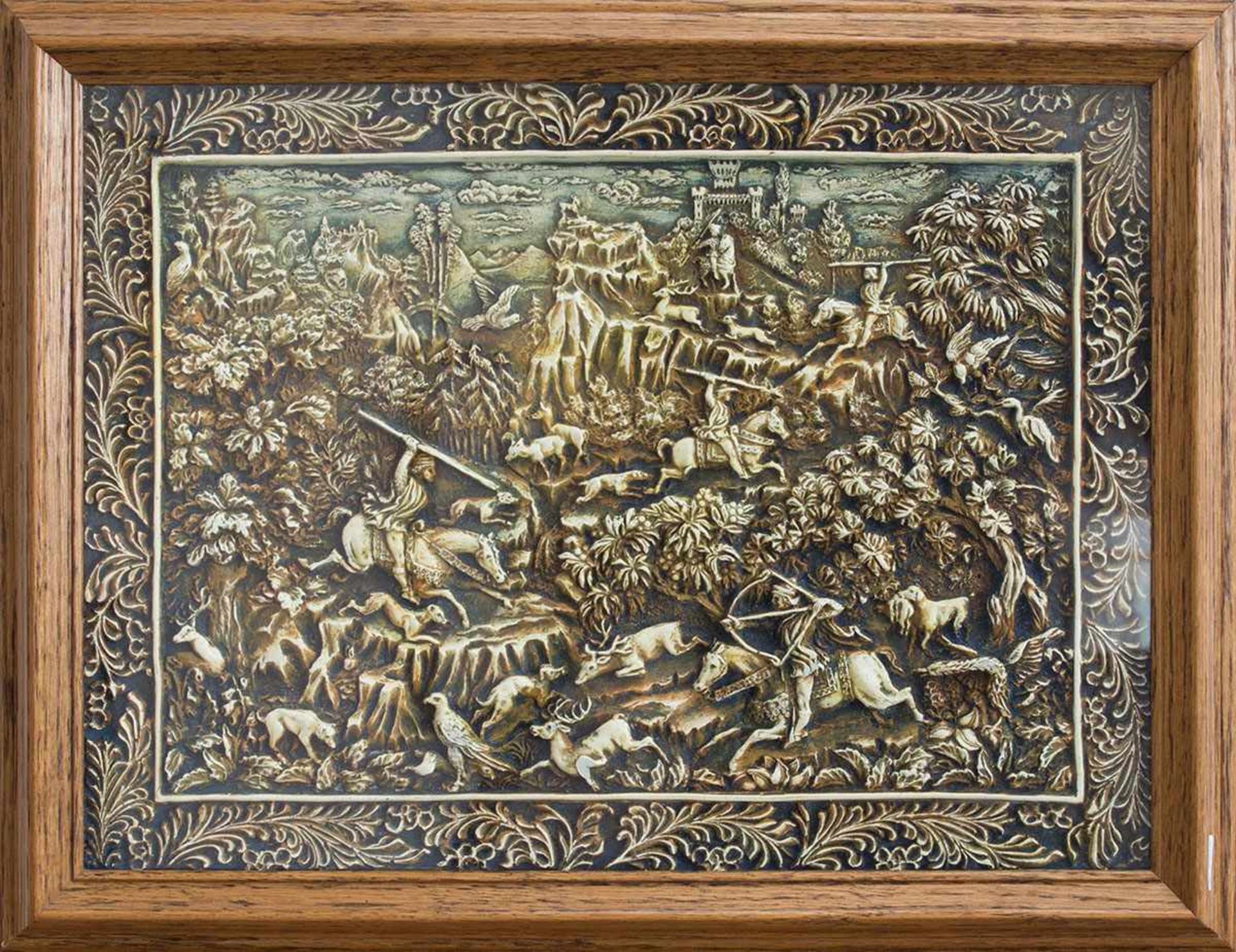 Wachsbild "Toscanische Jagd" - gestaltet nach Motiven von Benozzo Gozzoli (Renaissancekünstler d.