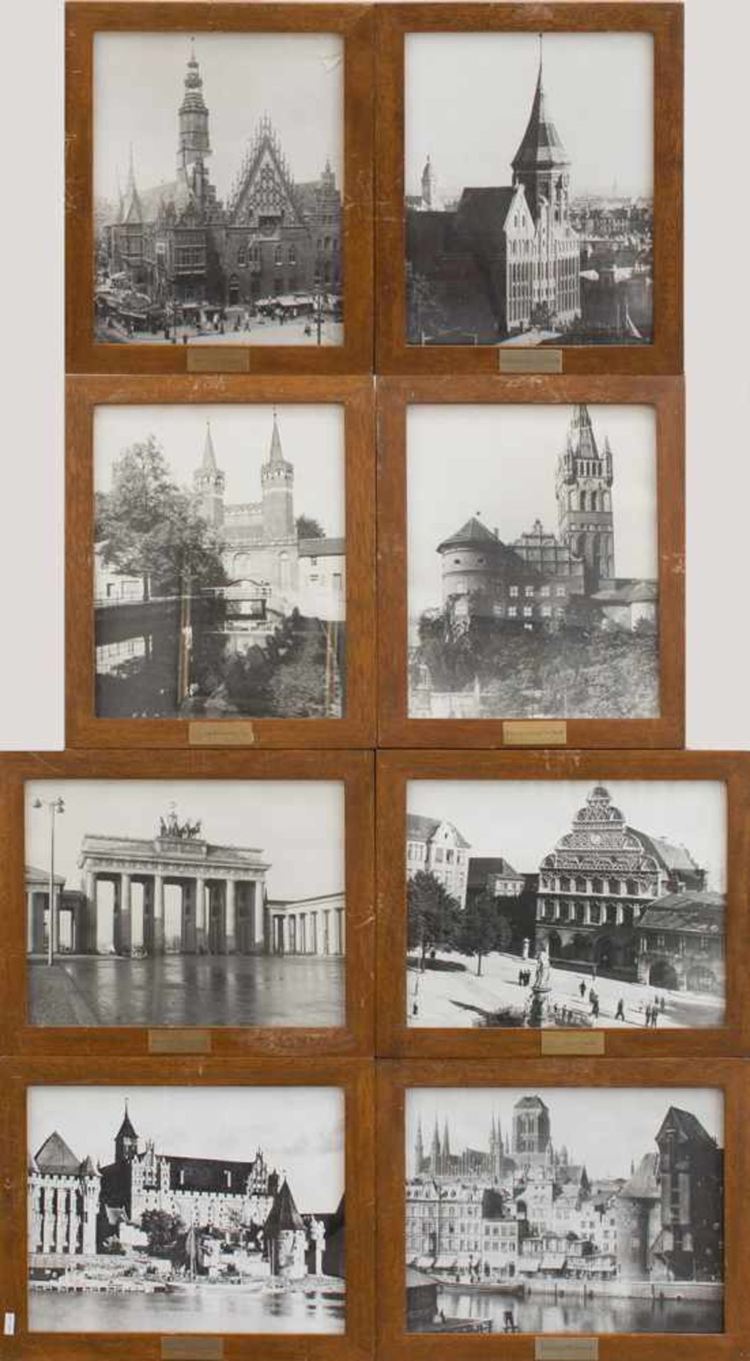 8 Fotografien Danzig/ Königsberg/ Breslau/ Stargard u. Berlin, um 1930er Jahre, gerahmt, jeweils auf