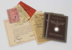 Lot diverse Unterlagen III. Reich, Ausweise, Bescheinigungen usw., 10 Stück