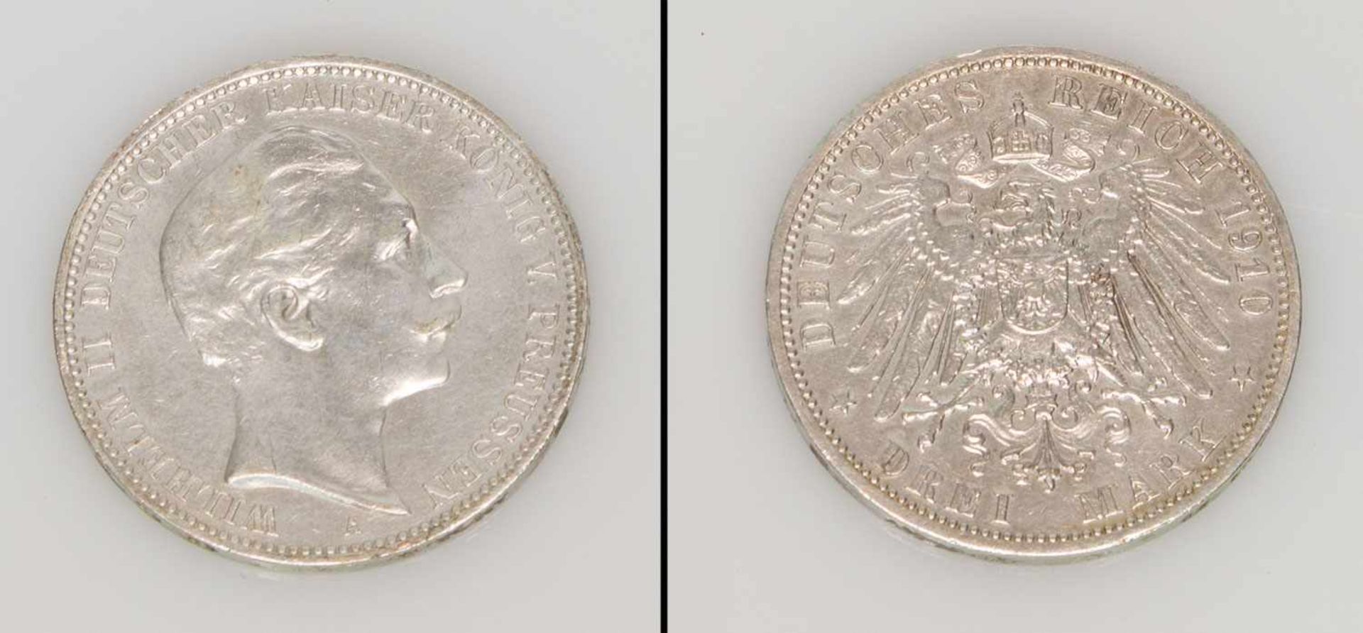 3 Mark Preussen 1910 A, Wilhelm II., Silber