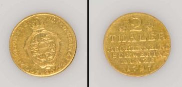 2 Taler Mecklenburg-Schwerin 1791, Friedrich Franz I., Gold, G. 3,11g