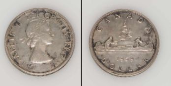 1 Dollar Canada 1959, Kanu, Silber