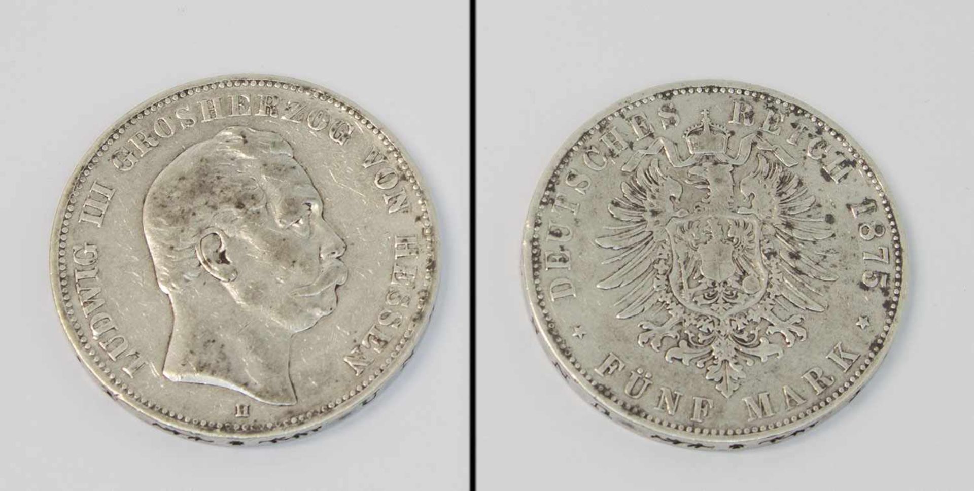 5 Mark Hessen 1875, Ludwig III., Silber, fss