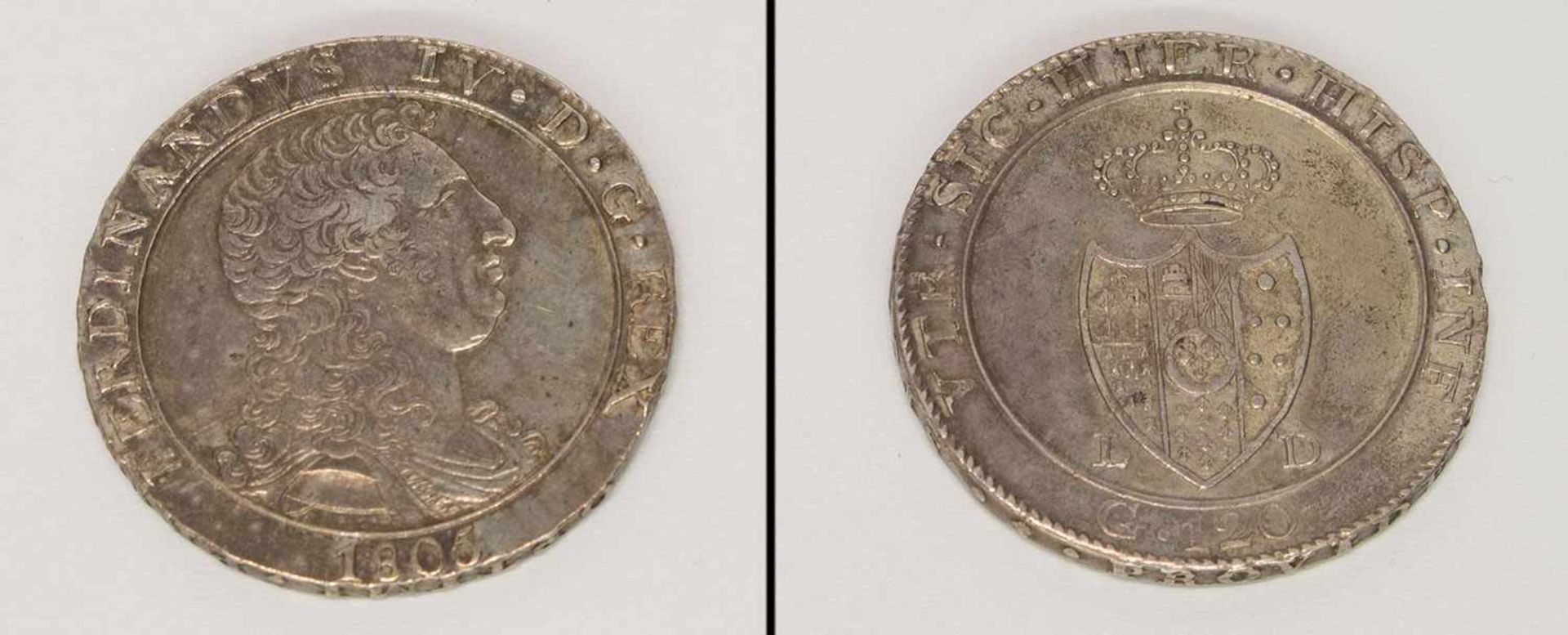 120 Grana Neapel 1805, Ferdinand IV., Silber, G. 27,56g