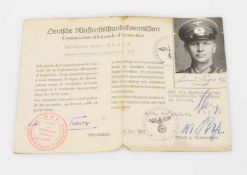 Ausweis der "Deutschen Waffenstillstandskommission" - Heereskontrollkommission III, Wiesbaden 1942