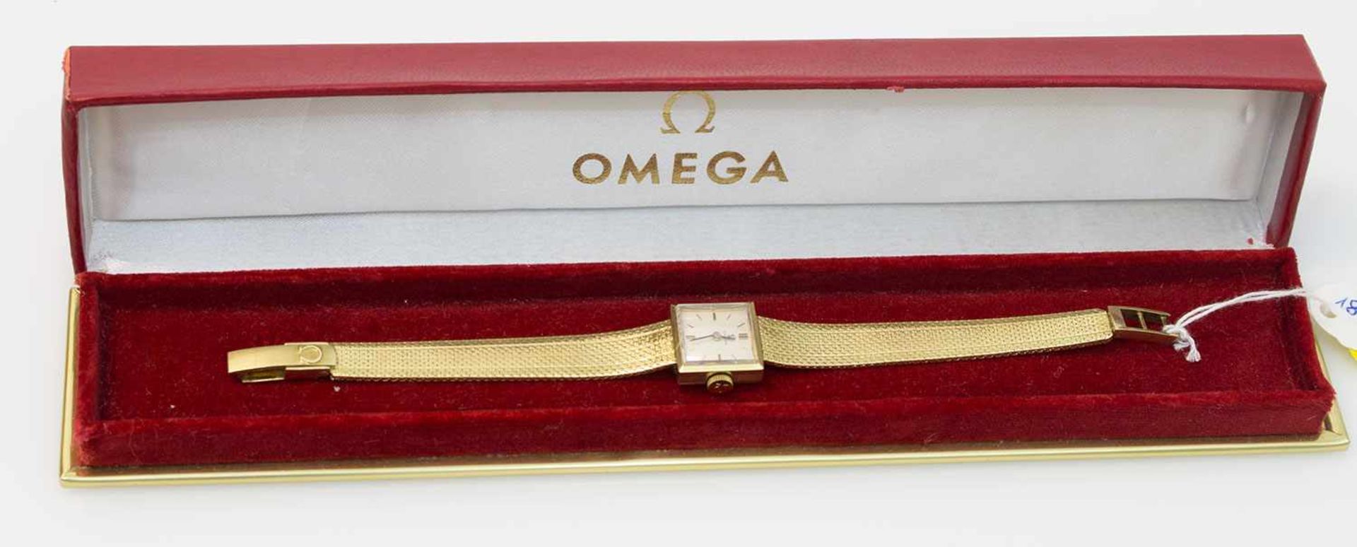 Damenarmbanduhr Omega, mechanisches Werk, 585er GG - Gehäuse u. Armband, Ges. Gewicht 23,6 g,