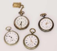 Lot Taschenuhren für Bastler, z.T. Silber, 4 Stück