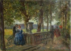 Kurt Maltz (Balga/ Ostpreussen 1879 - ?, deutscher Genremaler) Lustwandeln im Park Öl/ Leinwand,