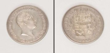 2/ 3 Thaler Mecklenburg Schwerin 1845, Friedrich Franz II., Silber, G. 13,15g, prgfr.