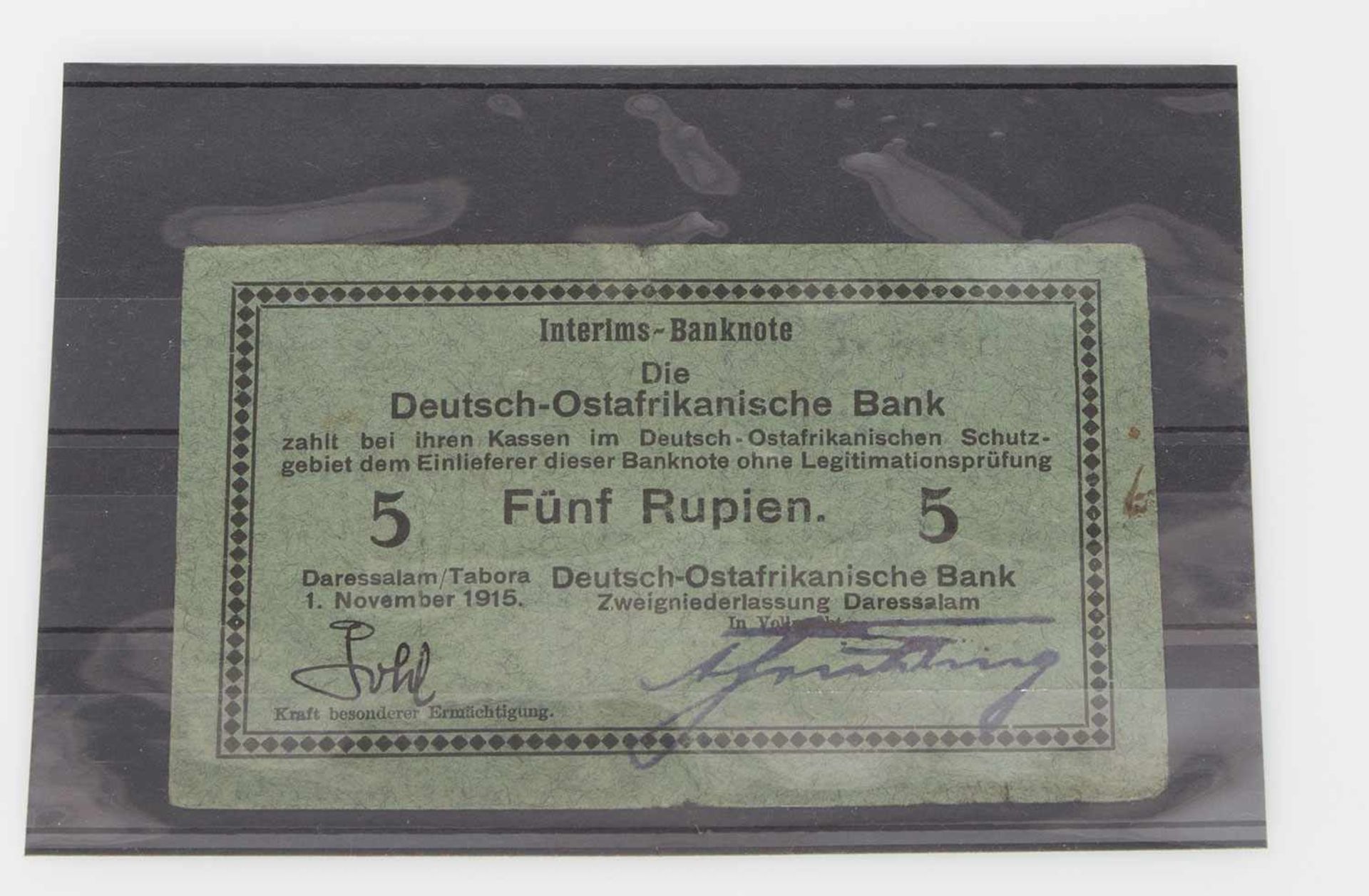 5 Rupien Deutsch Ostafrikanische Bank 01.November 1915, Zweigniederlassung Daressalam, Interims-