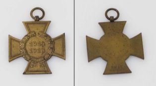 Ehrenkreuz für Kriegsteilnehmer 1914-18, ohne Schwerter, Herst. R.V. 67 Pforzheim