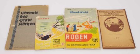 3 Landkarten "Bäderkarte Darß-Zingst-Fischland", "Wanderkarte Rügen" (um 1950er Jahre), "Schlesien