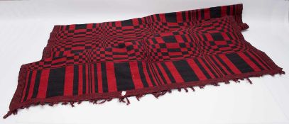 Teppichhandgewebter Teppich, Mittelindien, rot/ schwarz, 200 x 120 cm