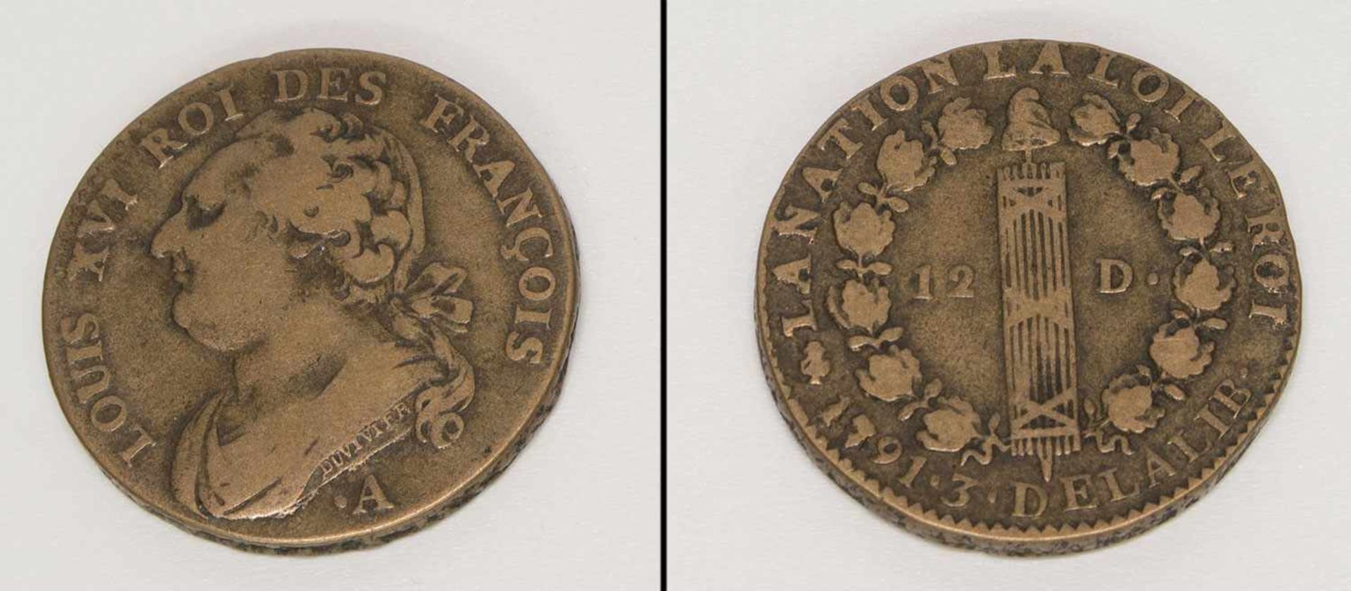 12 DelalierFrankreich 1791, Louis XVI, Kupfer