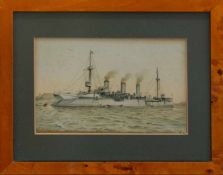 Monogrammist SH (HS ?)(Marinemaler d. 19. Jh.)Schlachtschiff der deutschen KriegsmarineAquarell,