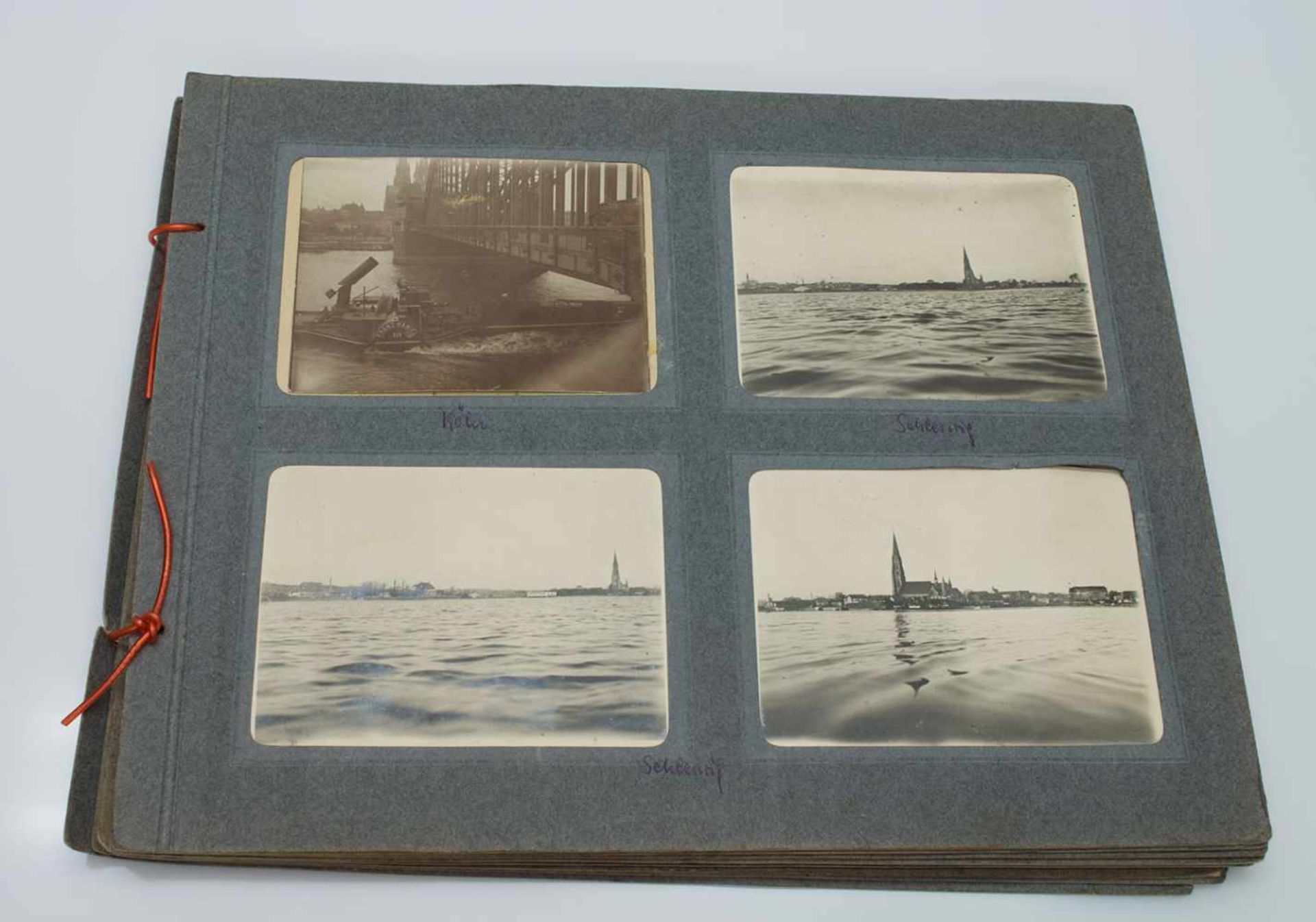 FotoalbumNorddeutschland um 1910, zahlreiche Fotos von Schleswig u. Bootstouren auf der Schlei,