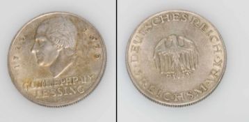 3 ReichsmarkWeimarer Republik 1929 D, Gotthold Ephraim Lessing, vzgl.