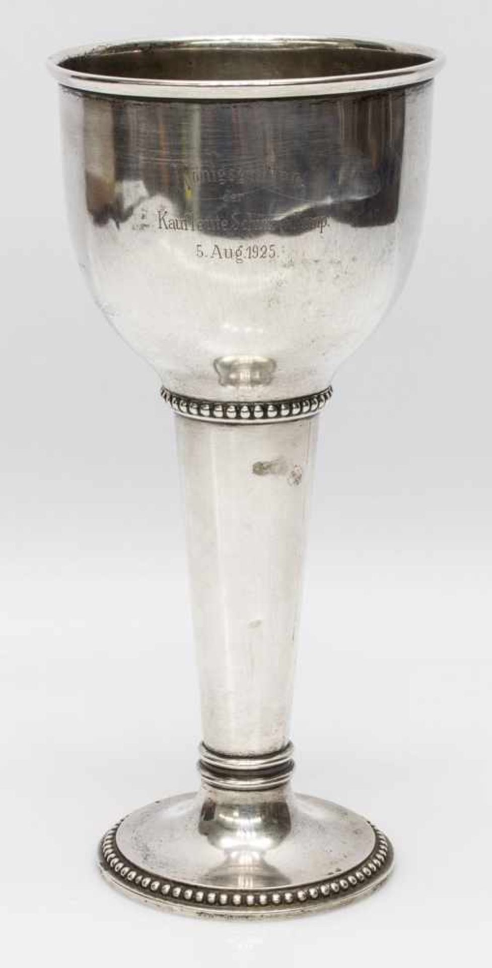Schützen - PokalVorpommern um 1920er Jahre, 800er Silber mit Perlbanddekor, Inschrift "