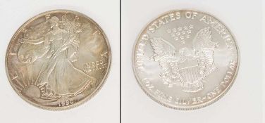 1 DollarUSA 1990, Silver-Eagle, 1 Unce Feinsilber