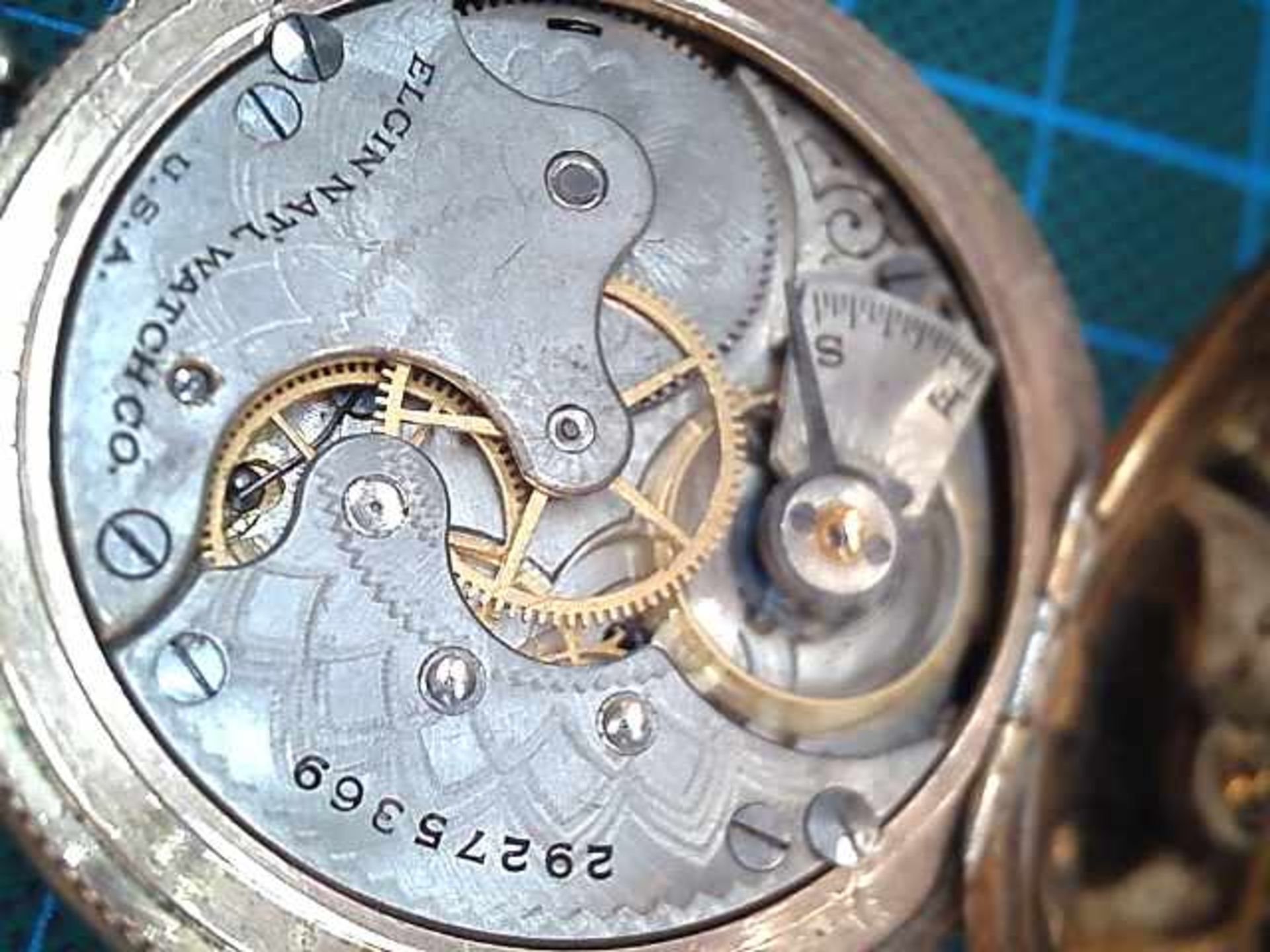 Herren TaschenuhrElgin Watch & Co. / USA, Handaufzugswerk, goulliochierte Platine, Email - Image 4 of 4