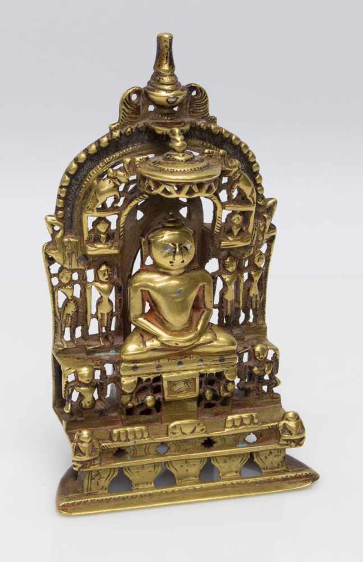 Jain AltarIndien 1476 (datiert nach dem Samvat Kalender 1533), Bronze mit Silbereinlagen, alte