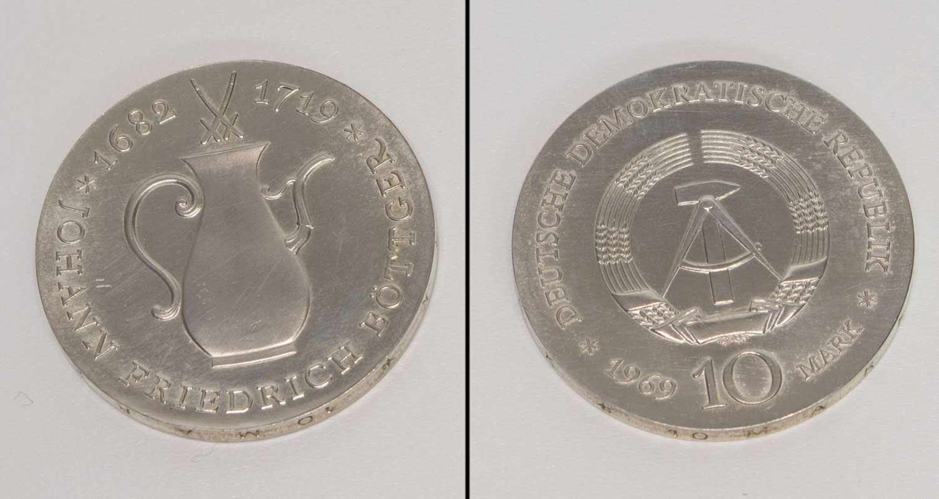 10 MarkDDR 1969, Johann Friedrich Böttger, Silber, stgl.