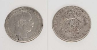 5 MarkPreussen 1876 A, Wilhelm, Silber, Randkerbe