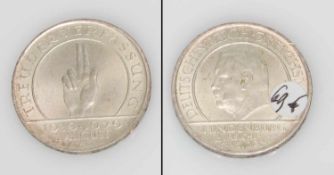 3 Reichsmark1929 A, Schwurhand, vzgl.