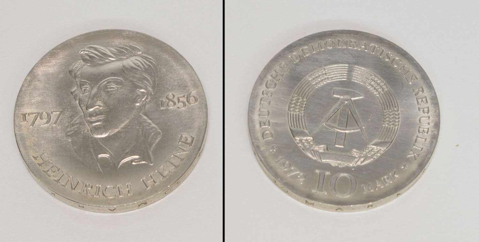 10 MarkDDR 1972, Heinrich Heine, Silber, stgl.