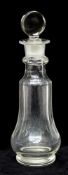Flakon19. Jh., Klarglas mit Schälschliff, Birnenform mit angebrachten Eichstrichen bis 1/50 L., H.