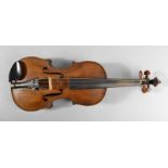 Violine 20. Jh., Ahorn und Fichte, Gebrauchsspuren, L Korpus 35,5 cm.