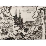 Prof. Karl Schmidt-Rottluff, Am Waldsee Blick durch Tannen, auf einen einsamen See, bei dem hier