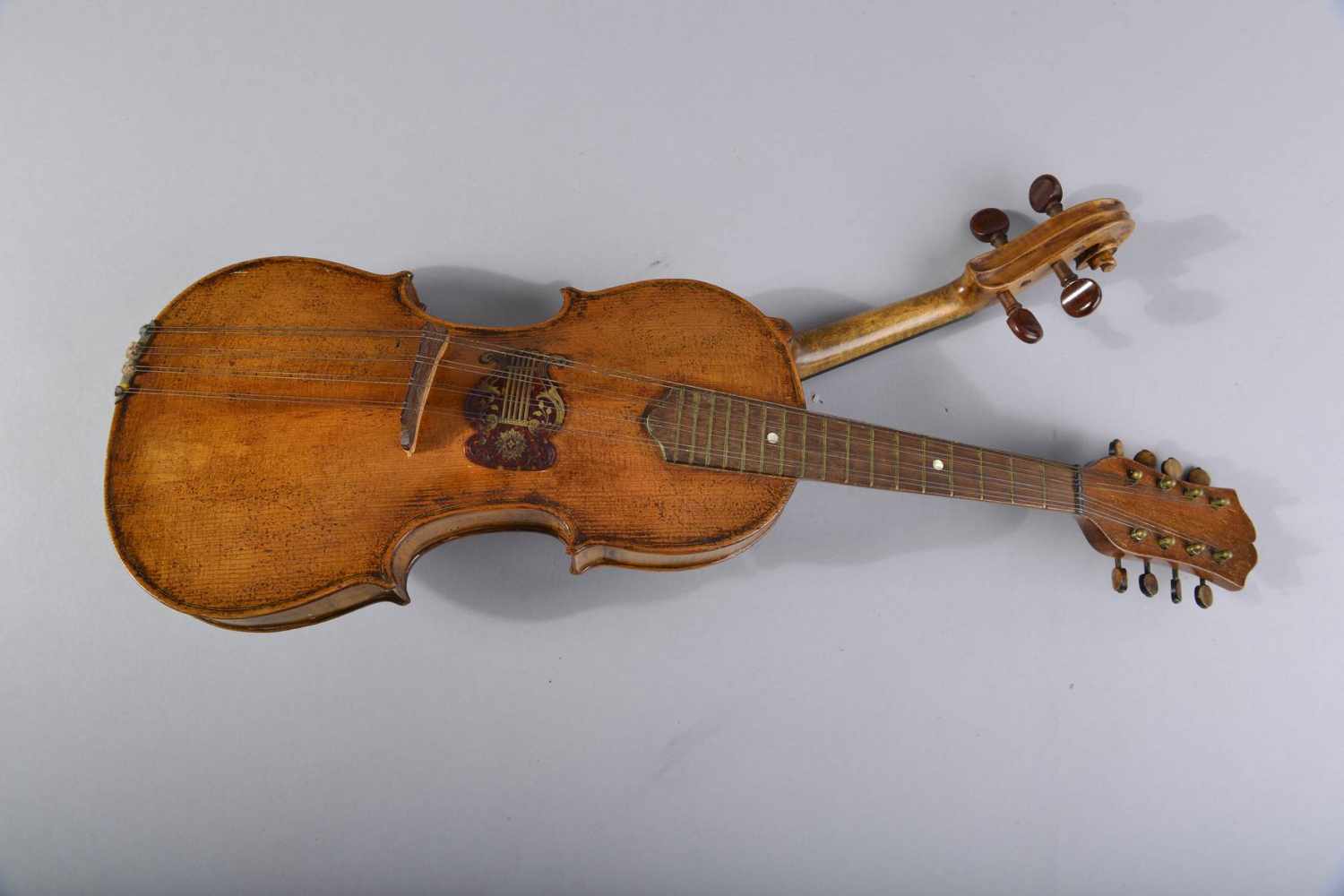 Doppelinstrument Violine/Mandoline, 1. Hälfte 20. Jh., Ahorn, Fichte, Palisander und Buche, guter - Image 3 of 3