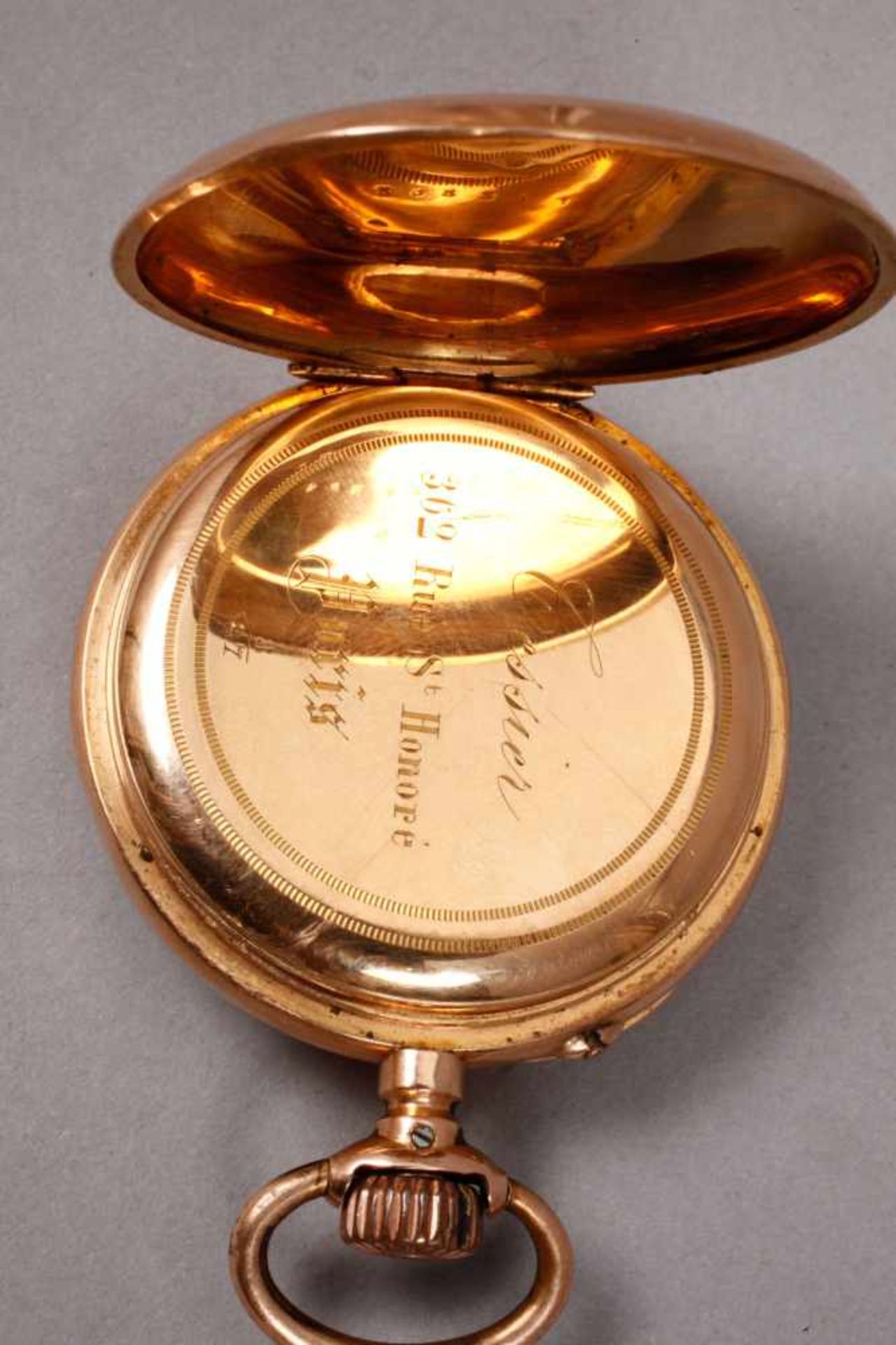 Taschenuhr Longines Gold um 1880, 18 K geprüft,Werk auf Werkplatine gemarkt, Ankergang, makelloses - Bild 4 aus 4