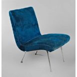 Sessel Vostra, Walter Knoll 1950er Jahre, Unterseite mit Herstellermarke in Blech, verchromtes