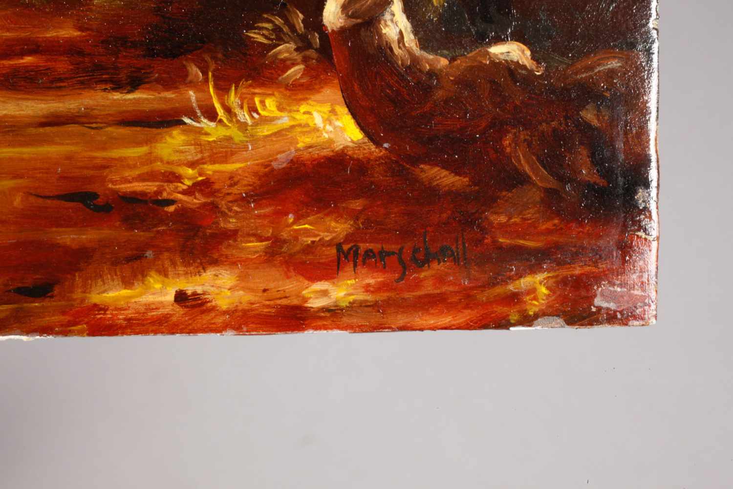 Georg Marschall, Kühe an der Tränke sommerlicher Blick auf ein Bauerngehöft mit Kühen, Enten, - Image 2 of 5