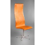 Arne Jacobsen Oxford-Sessel Model 3172, Gestell mit Klebeetikett Fritz Hansen, 1960er Jahre,