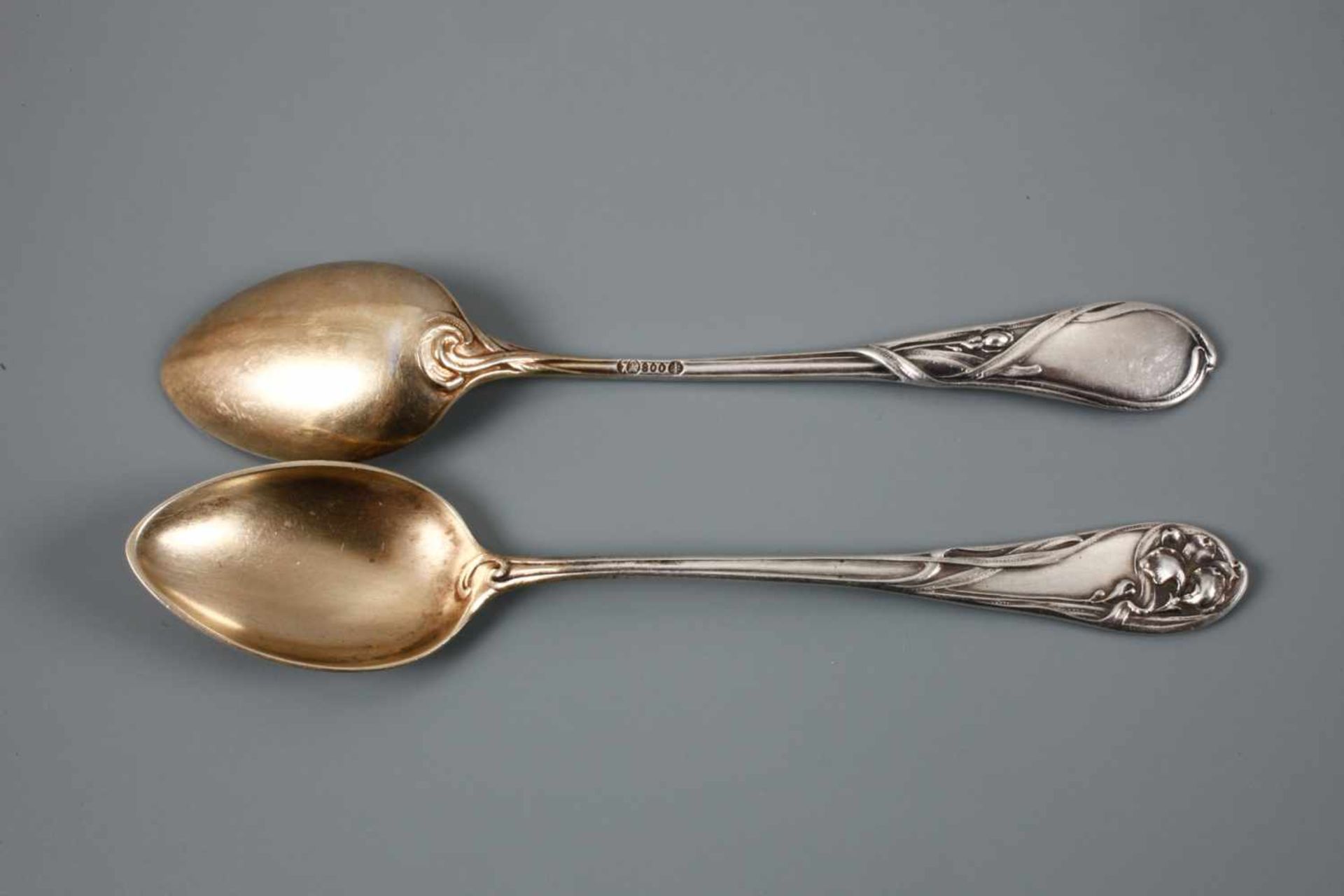Sechs Mokkalöffel Silber Bruckmann hergestellt für die Pariser Weltausstellung 1900, es galt als das - Bild 2 aus 3